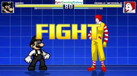 Mario Vs Ronald Mcdonald From Mcdonalds In A Mugen Match Battle