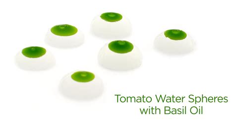 Tomato Water Spheres With Basil Oil Molecular Gastronomy