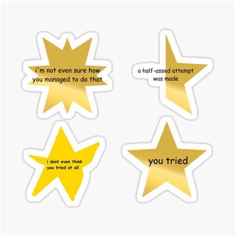 Gold Star Attempt Stickers Sticker For Sale By Mlchelle Redbubble