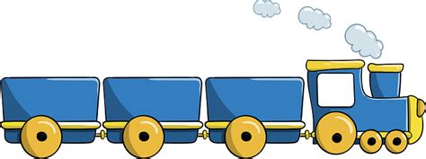 Blue Toy Train Engine And Three Train Cars Clipart Free Download