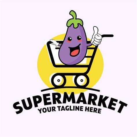 Premium Vector Supermarket Shopping Vegetable Cart Logo