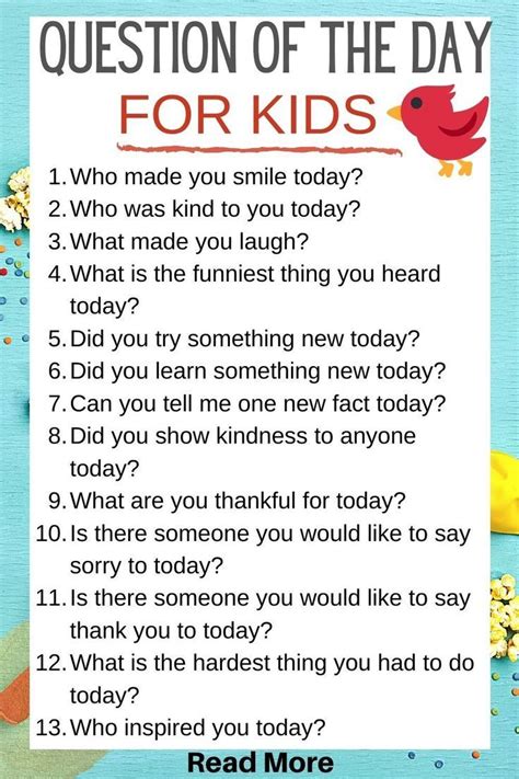 151 Questions Of The Day For Kids In 2021 Kids And Parenting Smart