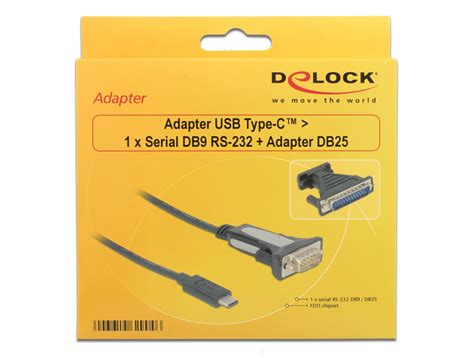 Adaptor Usb C La Serial Rs232 Db9 Adaptor Db25 Ftdi Delock 62904