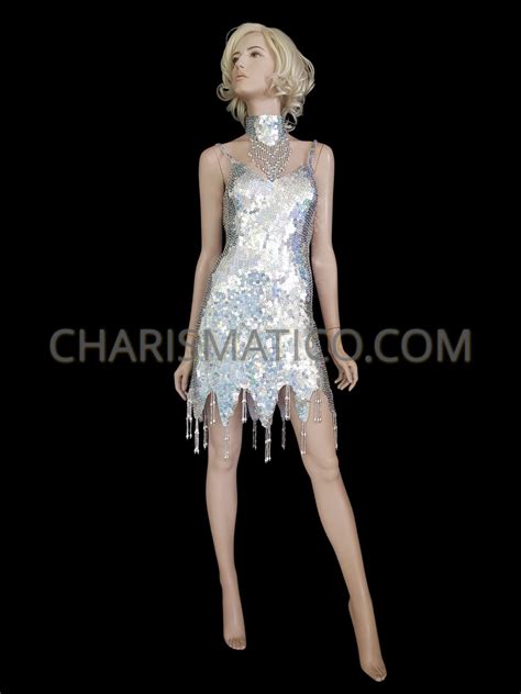 Stunning Silver Accented Sequin Divas Dancewear With Matching Silver
