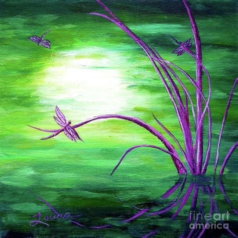 Moonlight On Green Water By Laura Iverson Surrealism Painting