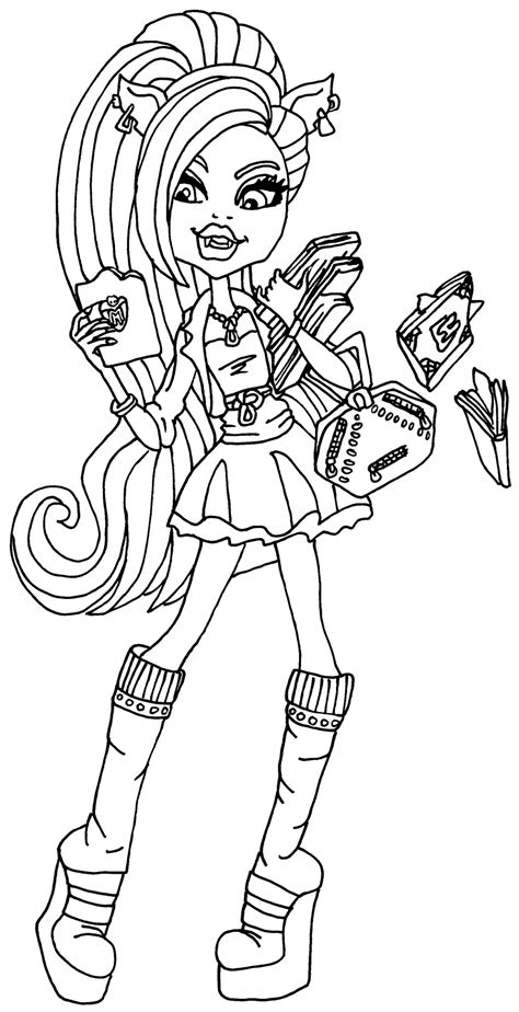 Este tipo de dibujos animados para imprimir y colorear te los puedes bajar de forma totalmente gratuita, lo imprimes y se lo das a tus hijos para que los puedan colorear a su gusto. Dibujos para pintar de Clawdeen Wolf