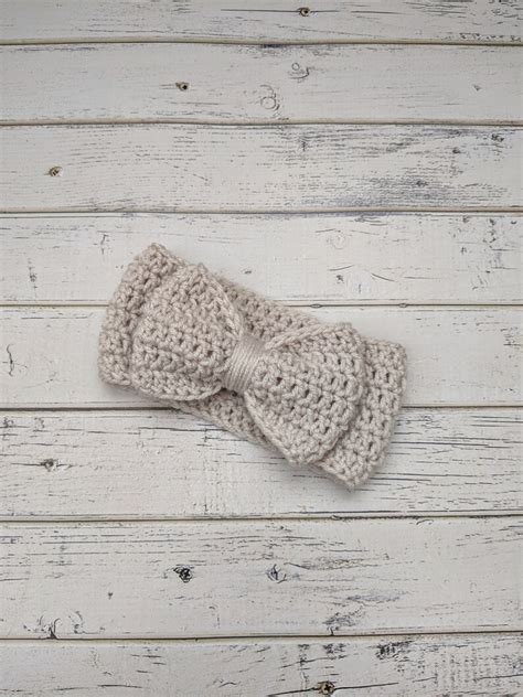 Crochet Bow Ear Warmer Bow Headband Crochet Bow Headwrap Etsy