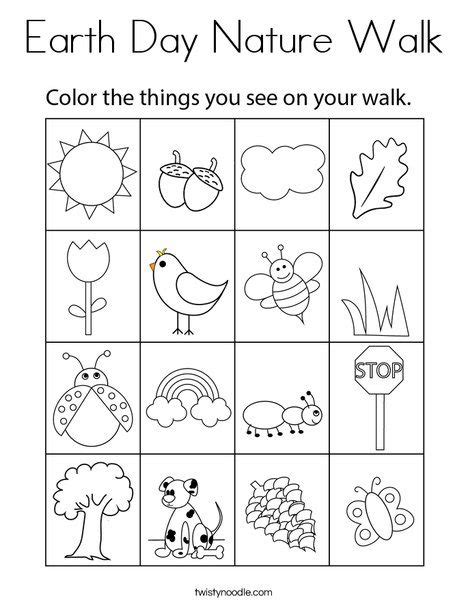 Earth Day Nature Walk Coloring Page Twisty Noodle Earth Day