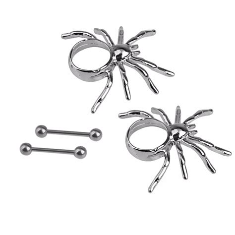 Spider Shape Nipple Ring Body Piercing With 14g Stainless Steel Silver 2016 Ee In Body Jewelry