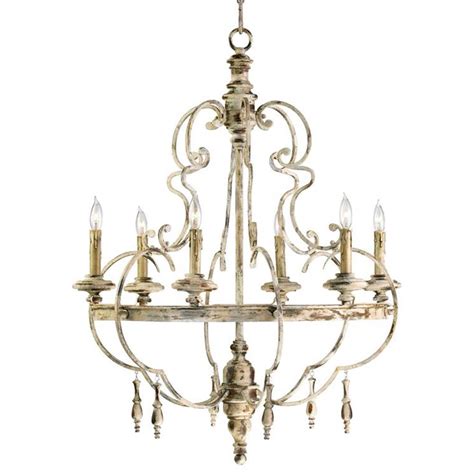 The most common country chandelier material is metal. Da Vinci 6 Light French Country Antique Ivory Chandelier ...