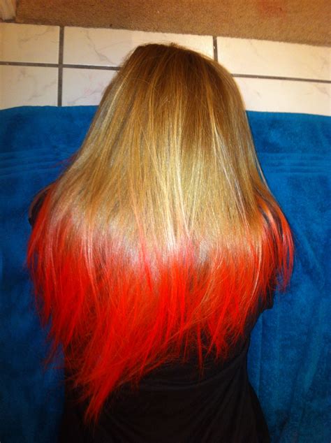 Halloween Hair Dyed Blonde Tips To Rotten Red Temporary