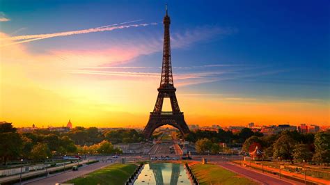Sunset In Paris 1366 X 768 Hdtv Wallpaper