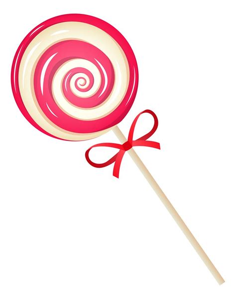 Sweet Candy On Stick Realistic Round Swirl Lollipop Striped Deliciou