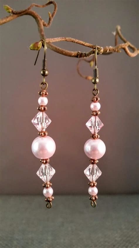 Large Pink Earrings Blush Pink Dangle Earrings Chandelier