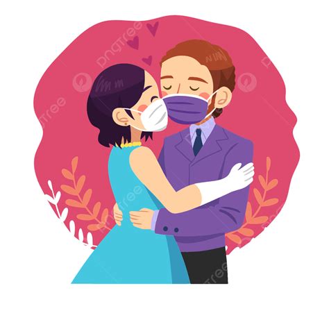 Pasangan Ciuman Internasional Pasangan Kartun Mengenakan Ciuman Topeng