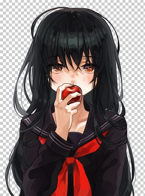 Black Hair Red Hair Anime Png Clipart Anime Anime Girl Cute Black