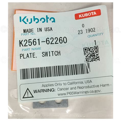 Kubota Switch Plate Part K2561 62260 New Holland Rochester