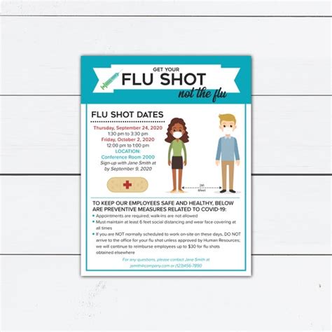 Flu Shot Flyer Flu Vaccination Custom Company Sign Company Flyer