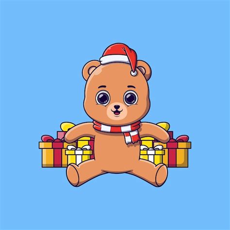 Premium Vector Cute Bear Sitting Infront Of Christmas Ts