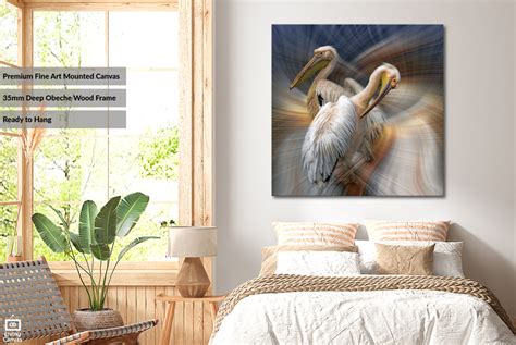Pelicans In Love Abstract Wildlife Wall Art On Canvas
