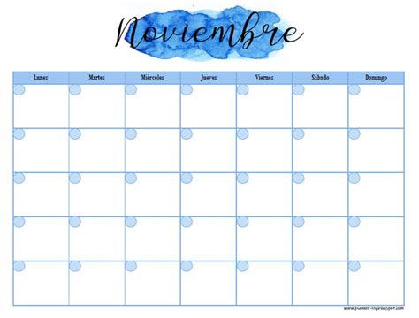 A Blue Watercolor Calendar With The Word November On It