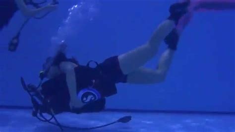 Underwater Swimming With Holding A SCUBA Set Mandy And Anita YouTube