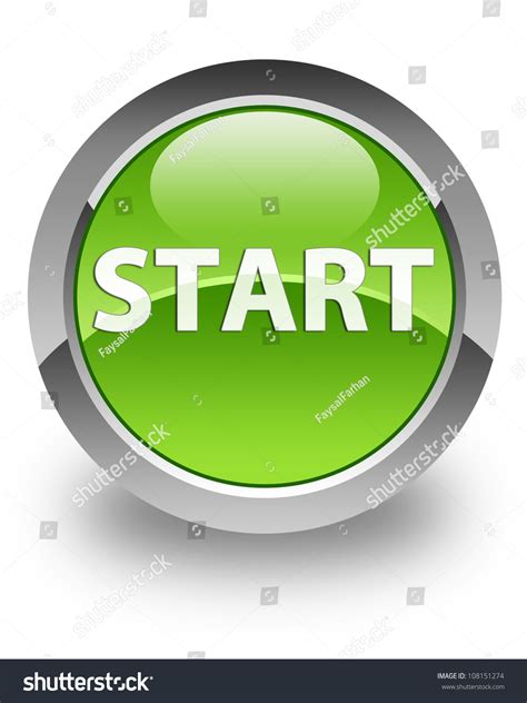 Start Icon On Glossy Green Round Button Stock Photo 108151274 : Shutterstock
