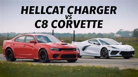 Watch A Tight Drag Race Between A C8 Corvette And A Charger Hellcat