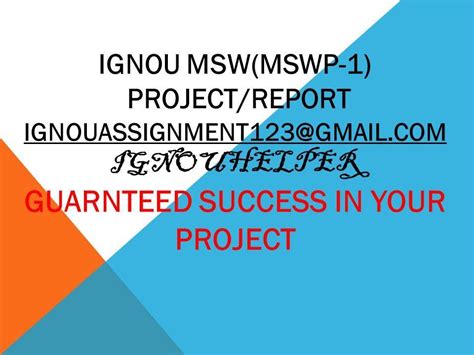 Ignou Msw Project Report Mswp Ignou Solved Assignment