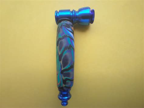Handmade Metal Smoking Pipe Anodized Blue Polymer Clay Etsy