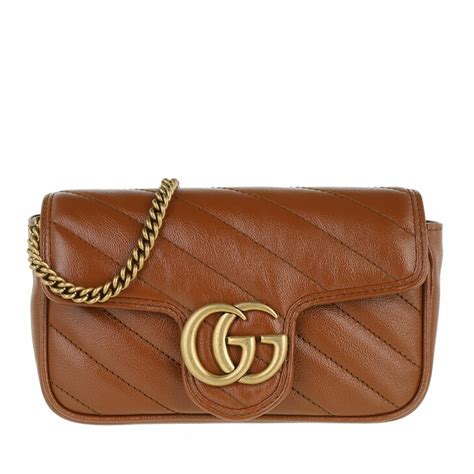 Gucci Gg Marmont Mini Crossbody Bag Matelassé Leather Brown In Brown