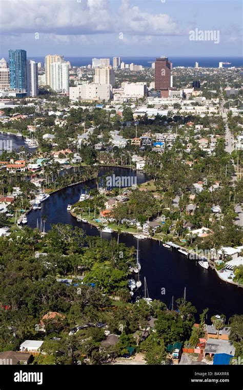 Aerial View Downtown Fort Lauderdale Fort Lauderdale Florida Stock