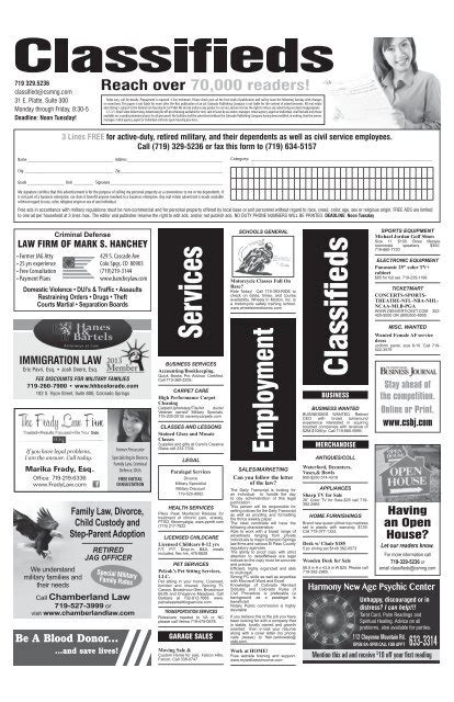 Classifieds Colorado Springs Military Newspaper Group