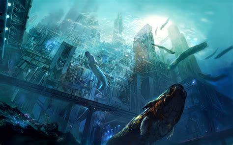 Artwork Concept Art City Underwater Sea Fantasy Art Digital Art