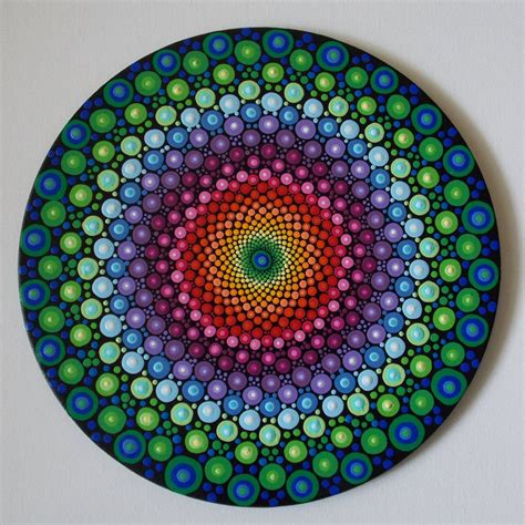Rainbow Dot Mandala 10in Round Original Mandala Recycled Press