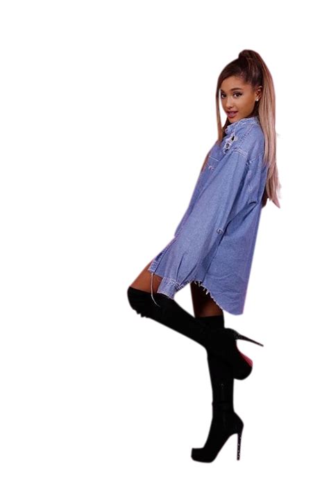 Ariana Grande In Blue Pullover And Black Stockings Png Image Purepng
