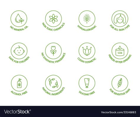 Organic Cosmetic Line Icons Set Natural Royalty Free Vector