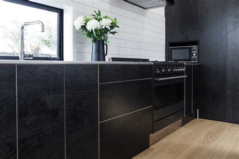 A Black Plywood Kitchen Reveals Its Grain Kitchen Cabinetry Wood
