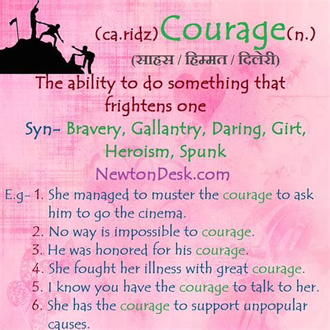 Courage Meaning The Ability To Do Something Vocabulary Flash Cards