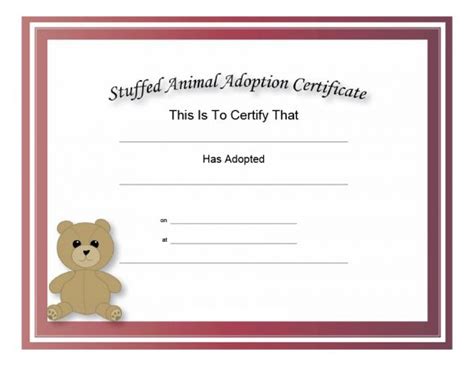 40 Real And Fake Adoption Certificate Templates Printable In Cat
