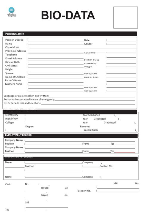 So you dont go to an interview with this., you go with a cv and profile(data of your own like jobs experiences if done any, tech skill if any, summary) get an information on. Format of Biodata - Are you looking for a professional ...