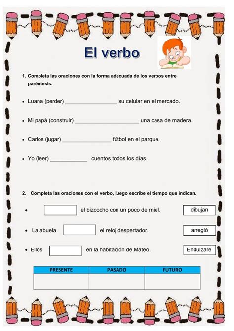 ejercicio de práctica del verbo verbos tiempos del verbo cuadro de texto