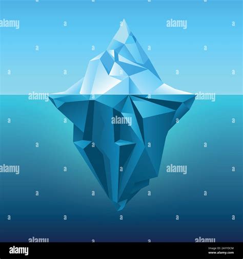 Iceberg In Blue Ocean Vector Background Polygonal Iceberg Underwater