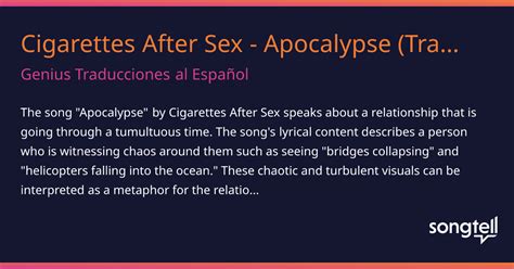Meaning Of Cigarettes After Sex Apocalypse Traducción Al Español By Genius Traducciones Al