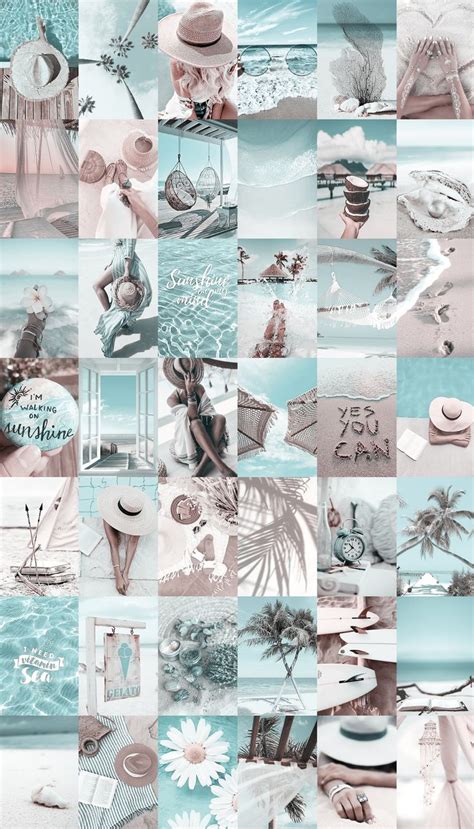 120pcs Beach Wall Collage Kit Aesthetic Blue Boho Summer Etsy Uk