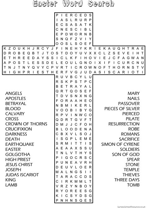 Easter Word Search Sunday School Activity Website Has Good Material