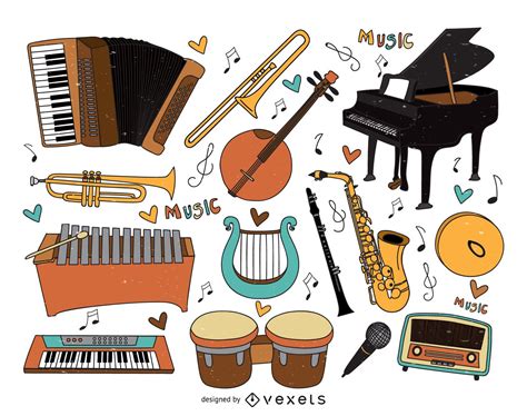 Descarga Vector De Colección De Dibujos Animados De Instrumentos Musicales