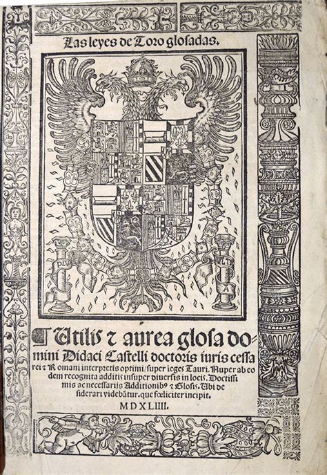 Las Leyes De Toro Glosadas 1544 Librería Anticuaria La Galatea