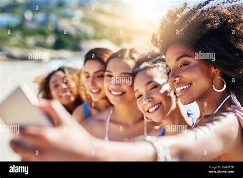 Are You As Ready For Summer As We Are A Group Of Happy Young Women Taking Selfies Together At
