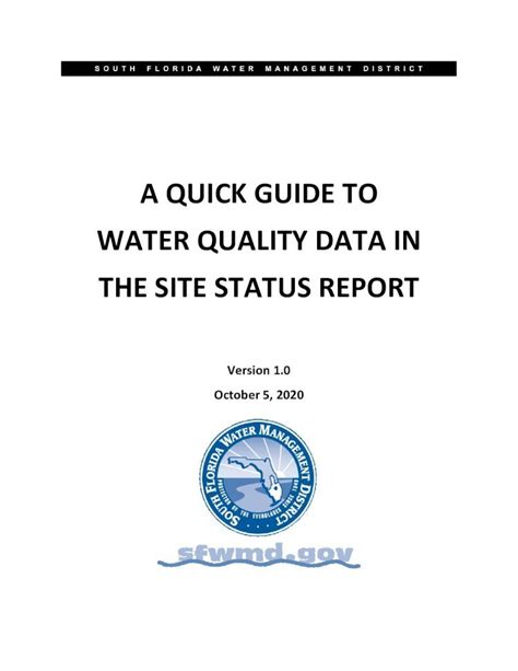Pdf A Quick Guide To Water Quality Data In The Site Status · 2020 10 7 · The Water
